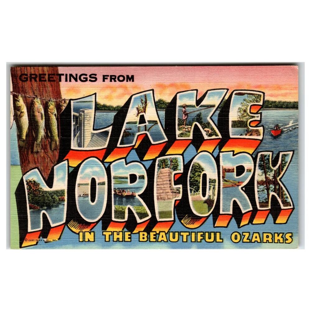 Greetings From Lake Norfork Arkansas Missouri Ozarks Large Letter Postcard